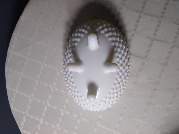 Fenton hobnail milk glass legged butter dish with lid - Picture 5 of 5